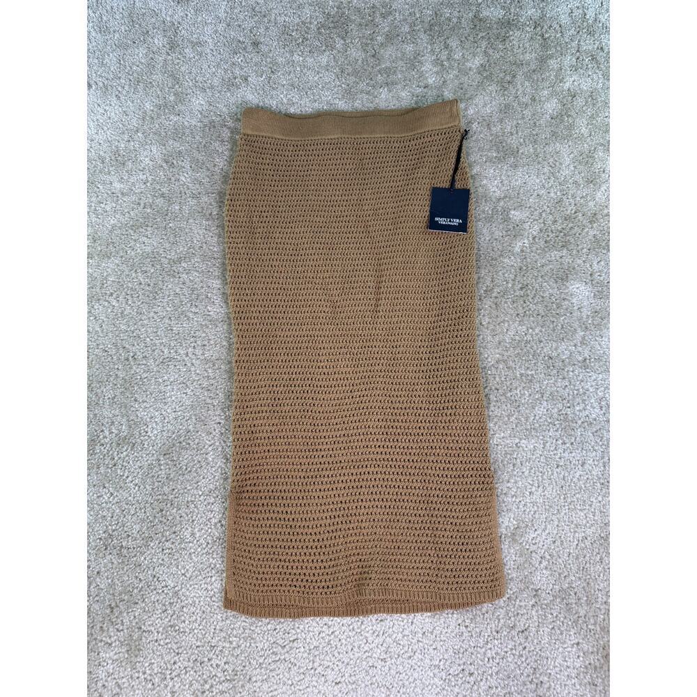 Simply Vera Vera Wang Crochet Skirt Size XS Pull On Brown Lined NWT E043